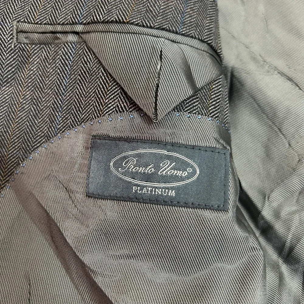 Pronto Uomo Platinum Mens Gray Herringbone 2-Button Blazer Sport Coat 54R